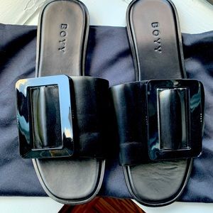 BOYY BUCKLE LEATHER BLACK SANDALS (9)